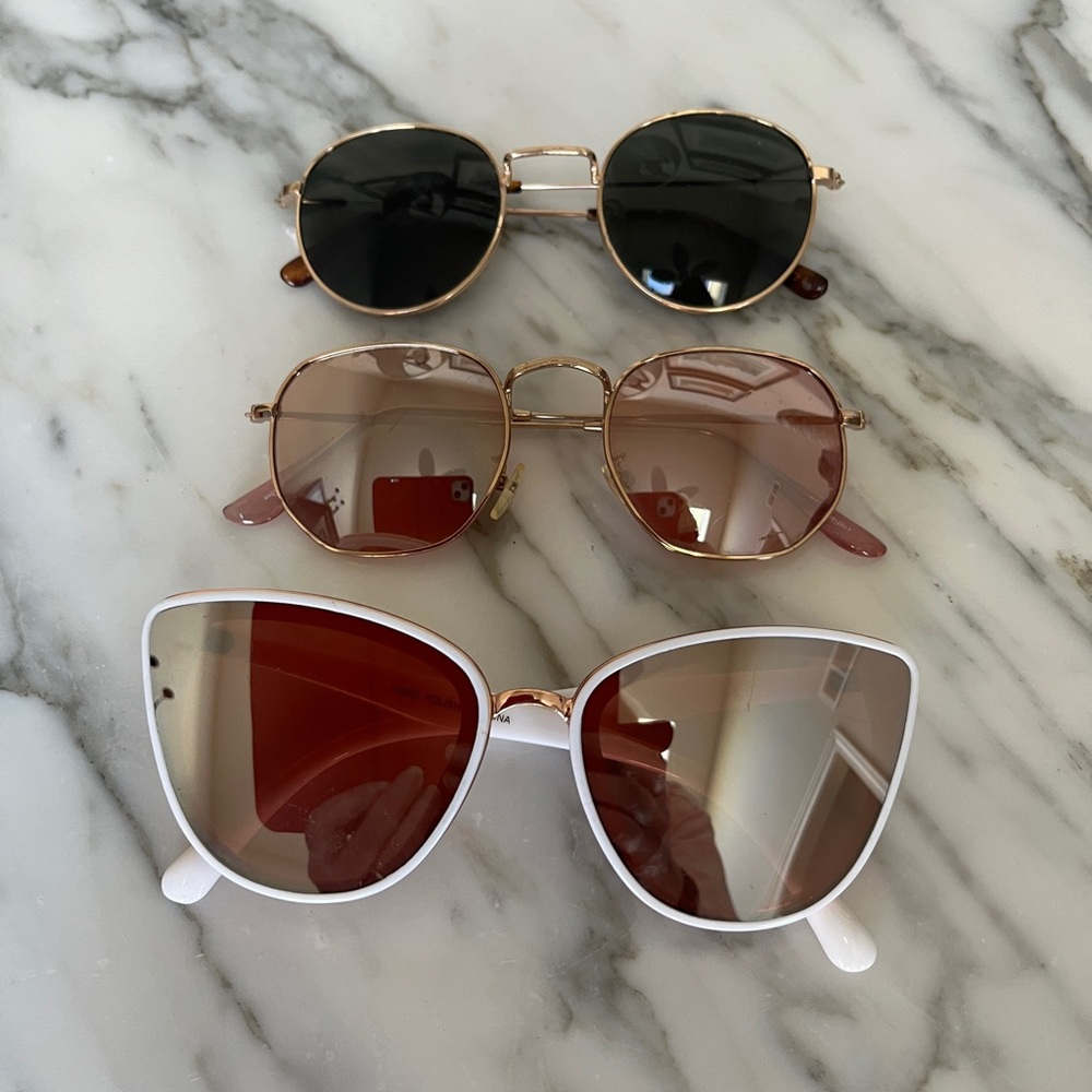 Stylish Sunglasses Trio - Gold, White, Aviators